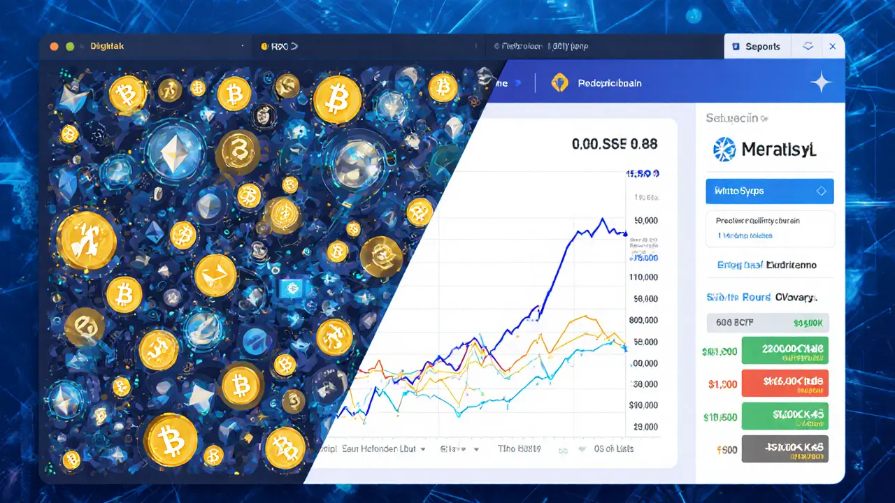 Side-by-side comparison: chaotic Ethereum DEX vs. calm MerlinSwap with low slippage trade visualization.