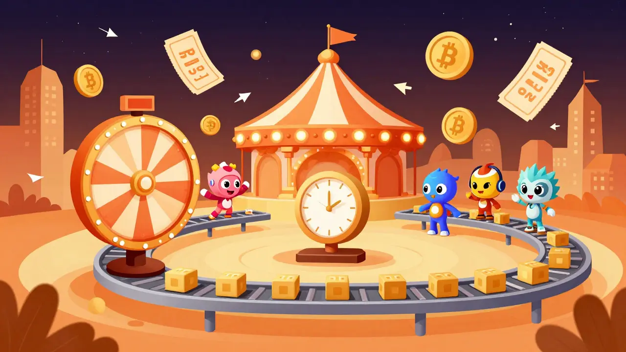 PancakeSwap’s gamified trading ecosystem with lottery tickets, NFTs, and fast BNB Chain transactions.