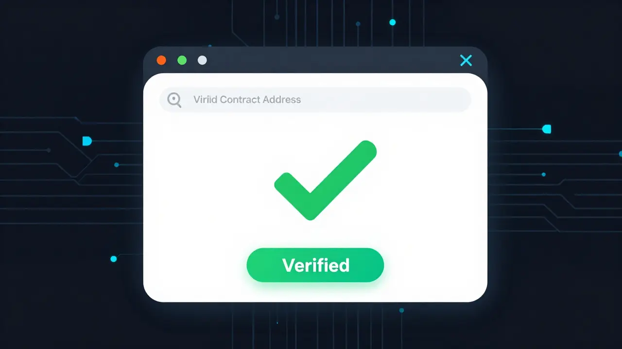 Blockchain explorer showing verified contract address for legitimate airdrop