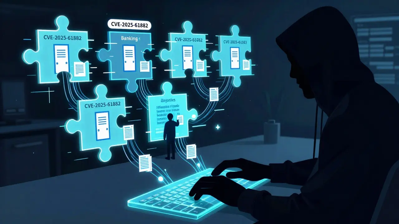 A hacker exploiting a critical Oracle vulnerability, unlocking access to enterprise systems without authentication.