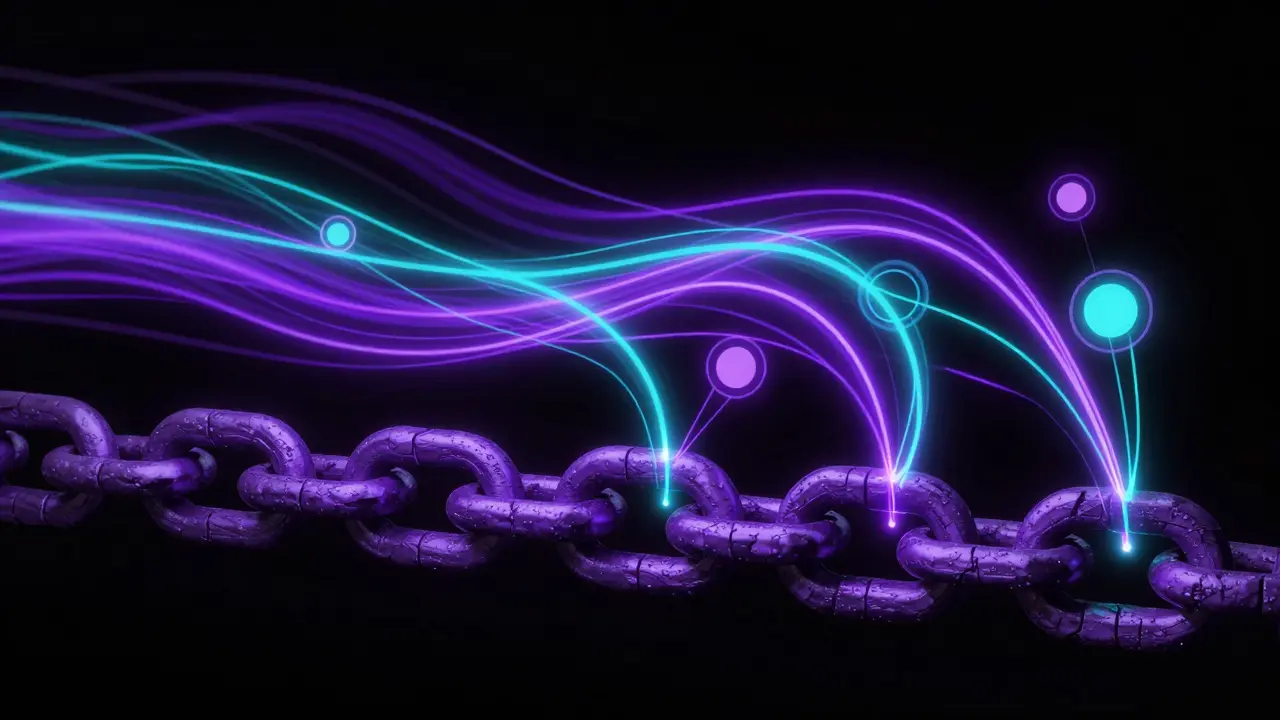 Energy lines connecting nodes above a stable foundation chain