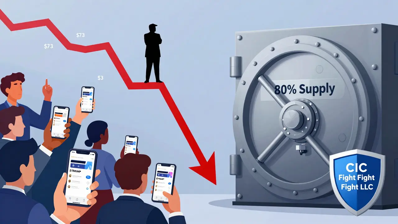 Investors buying $TRUMP on mobile apps while a massive locked supply vault looms behind