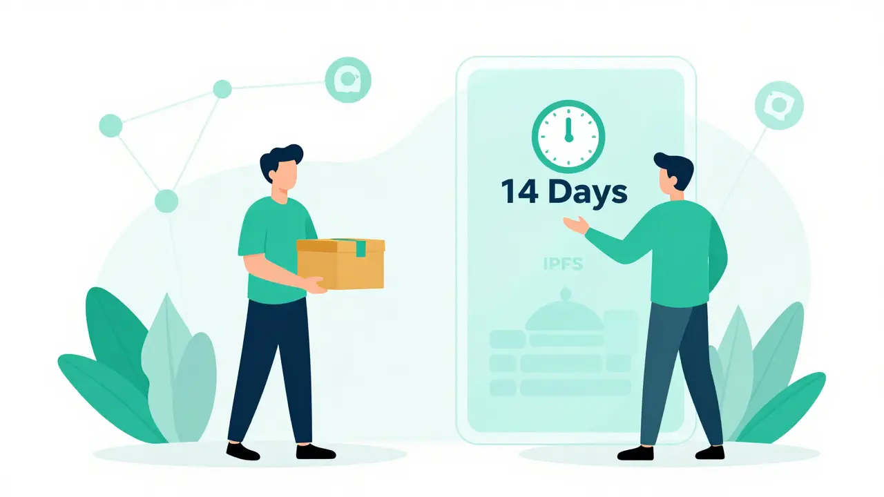 Modern vector art showing automated file handover between colleagues