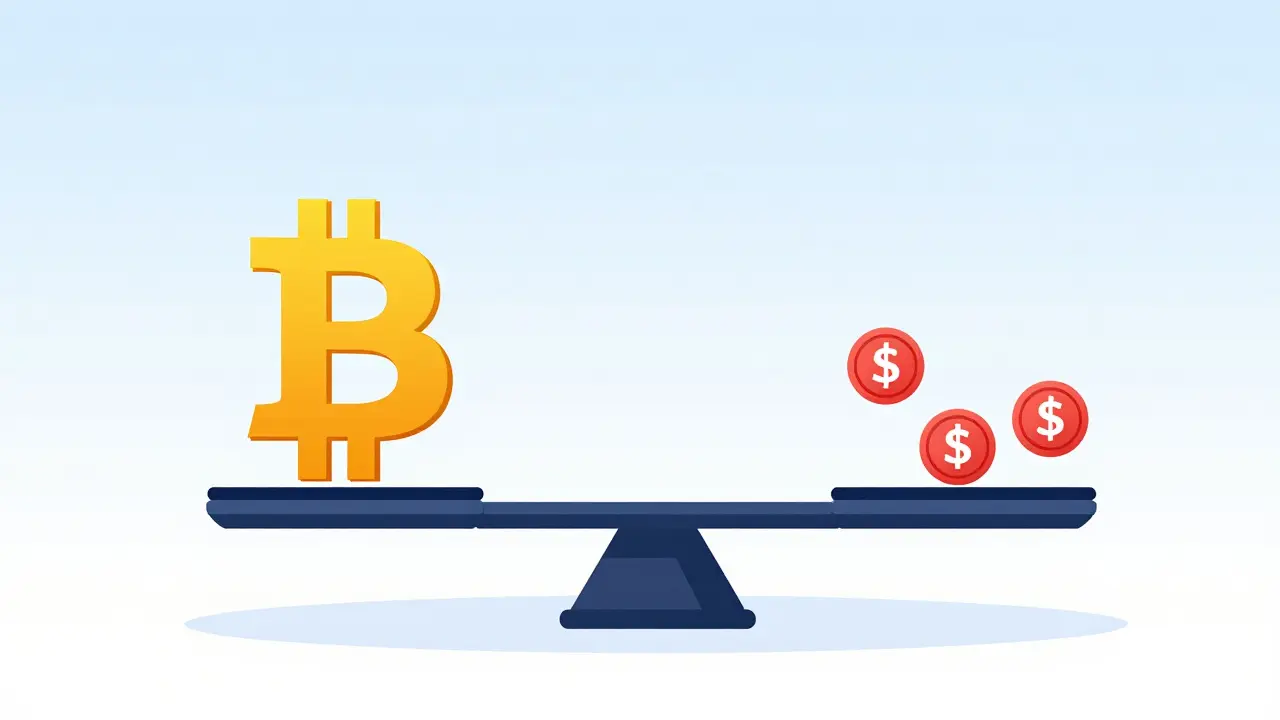 Vector illustration of a scale balancing crypto gains with losses for tax offsetting.