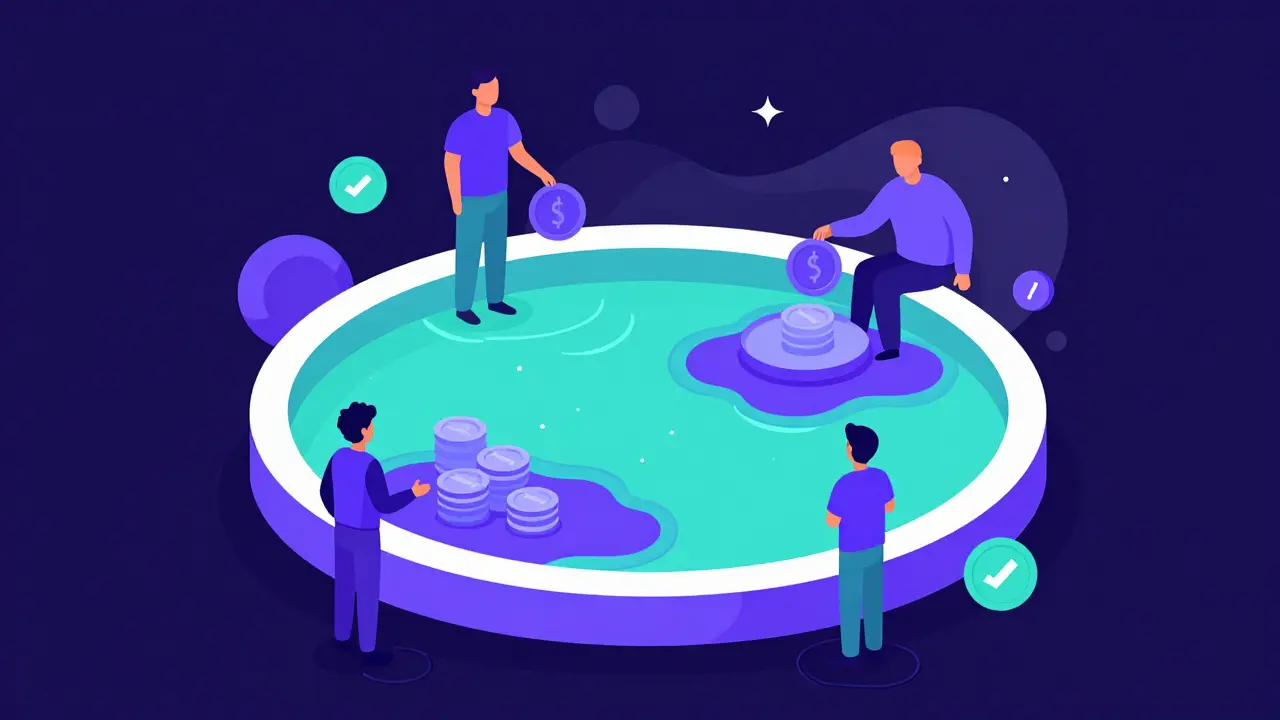 Abstract vector illustration of a colorful liquidity pool