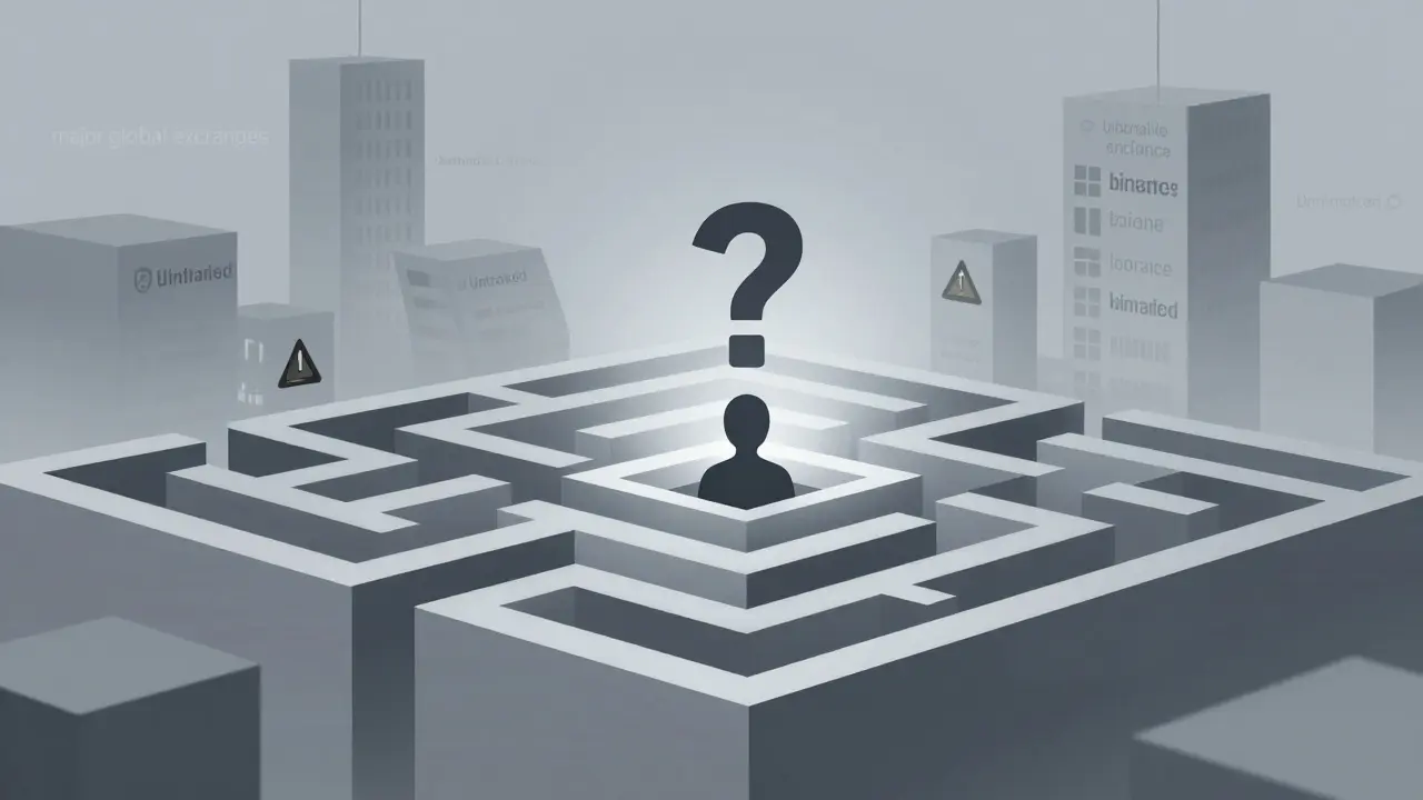 Abstract vector illustration of a digital maze representing untracked exchange risks