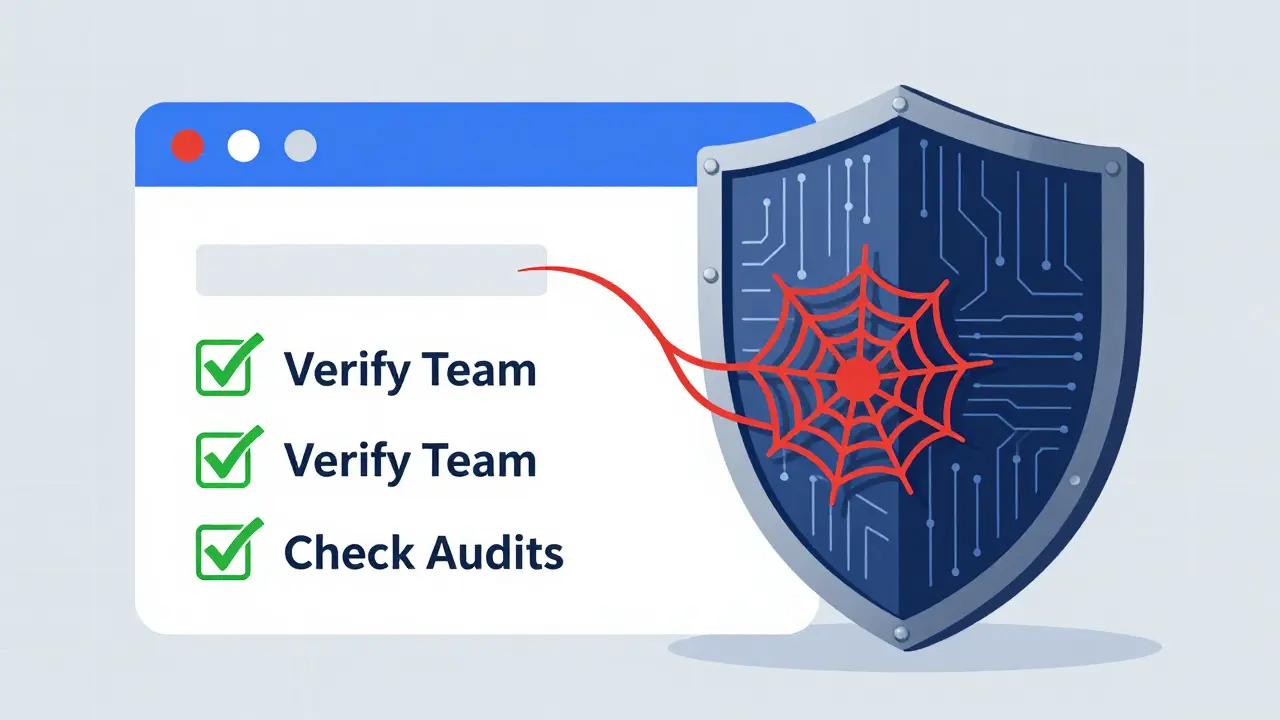 Digital vector art showing a security shield blocking a phishing attack on a wallet.