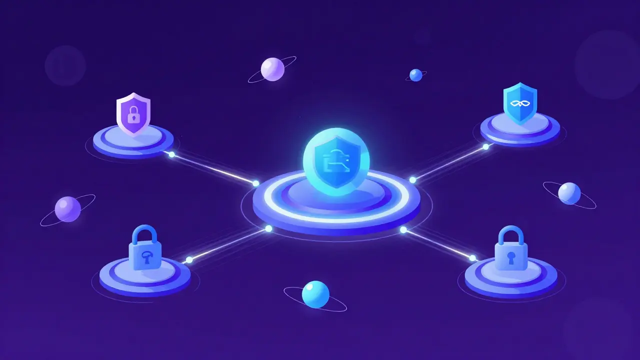 Futuristic vector network of connected blockchain nodes and data streams