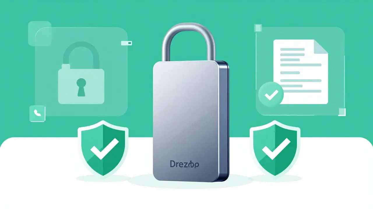 Hardware wallet and security shields in vector art style