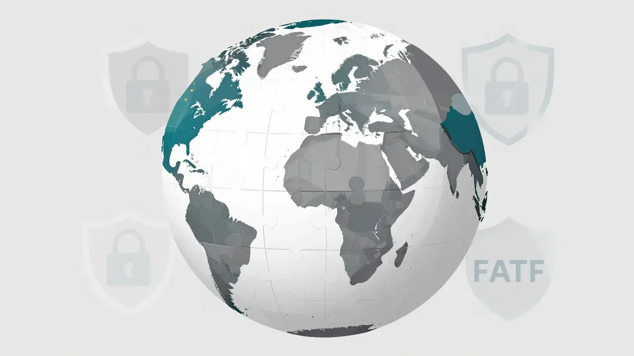 Modern vector art showing a global puzzle representing unified regulatory compliance.