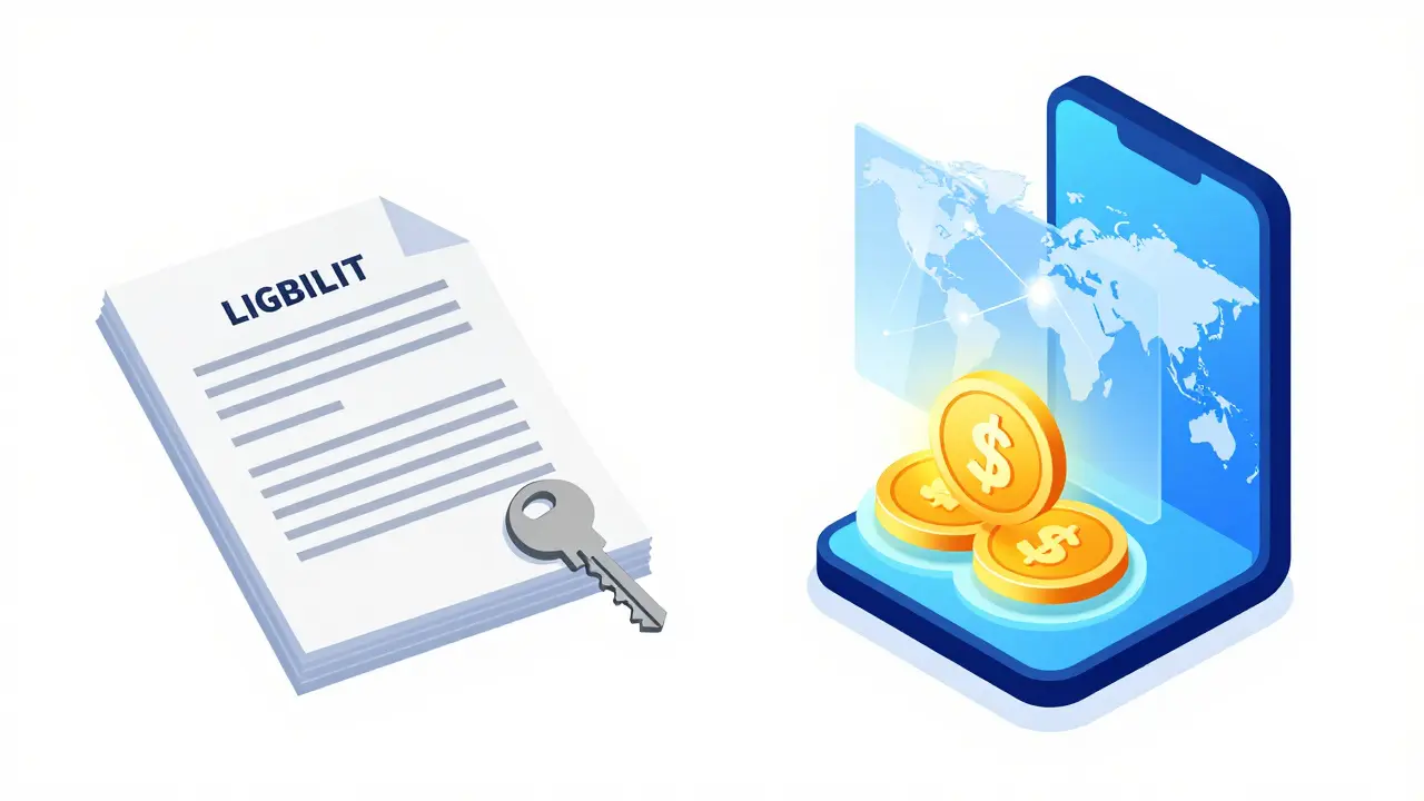 Vector illustration comparing paper deeds to digital property tokens