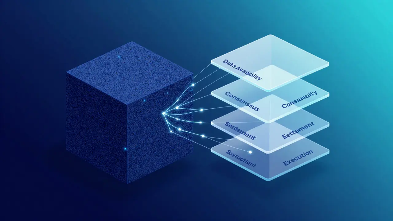 Vector illustration showing a block splitting into separate modular layers