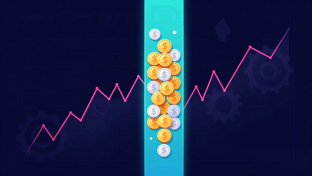 Vector illustration showing concentrated liquidity range on a chart
