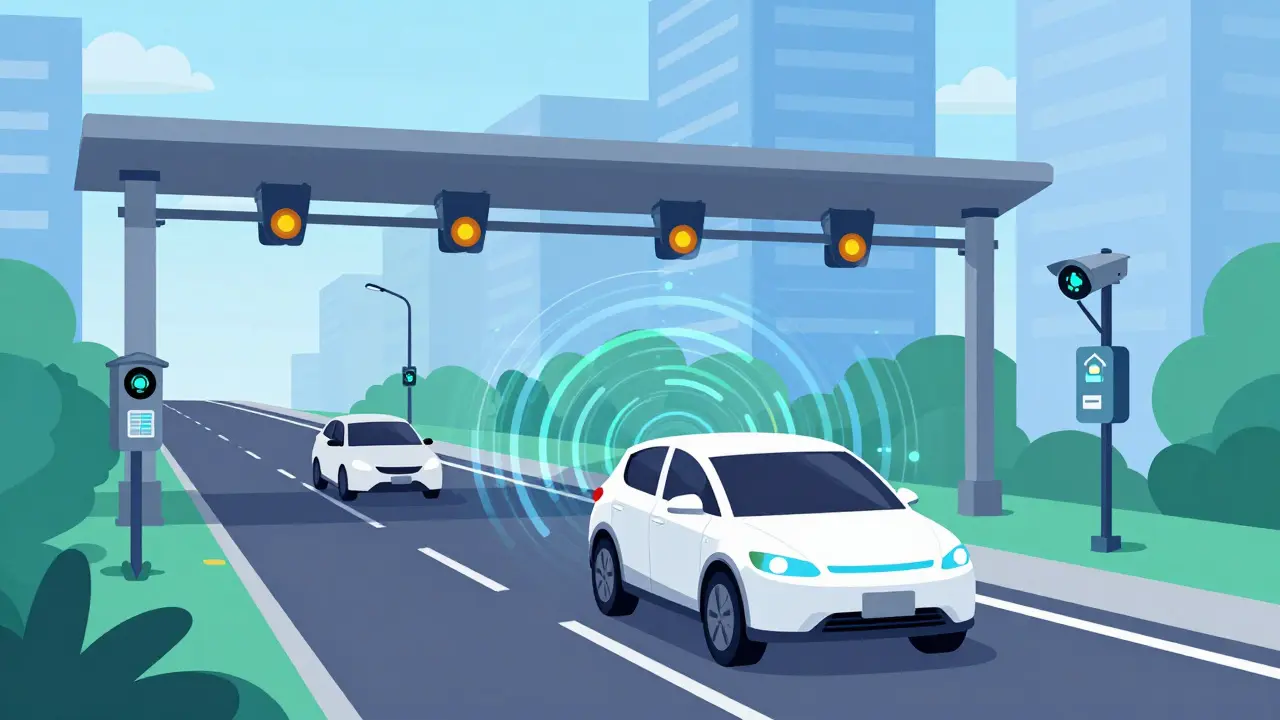 Autonomous car paying tolls via invisible digital micropayments