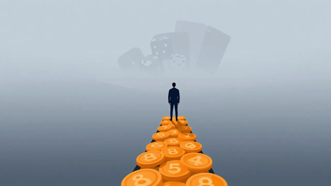 Figure on a precarious digital bridge over a void, symbolizing liquidity risk