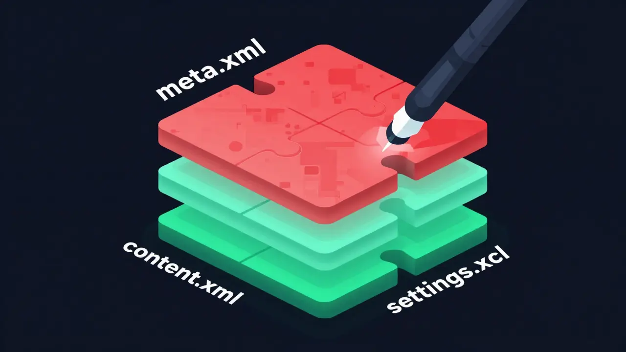 Isometric vector of ODF file layers being sanitized