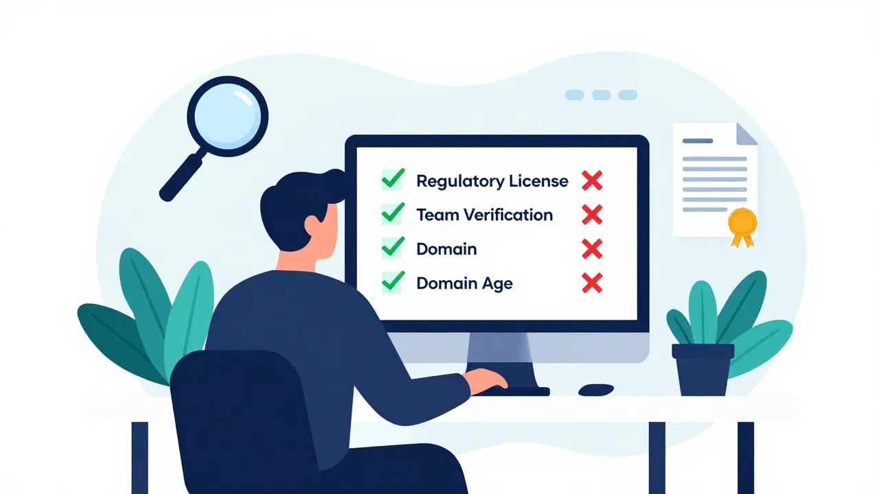 Vector art showing a user checking a safety checklist on a laptop to verify an exchange