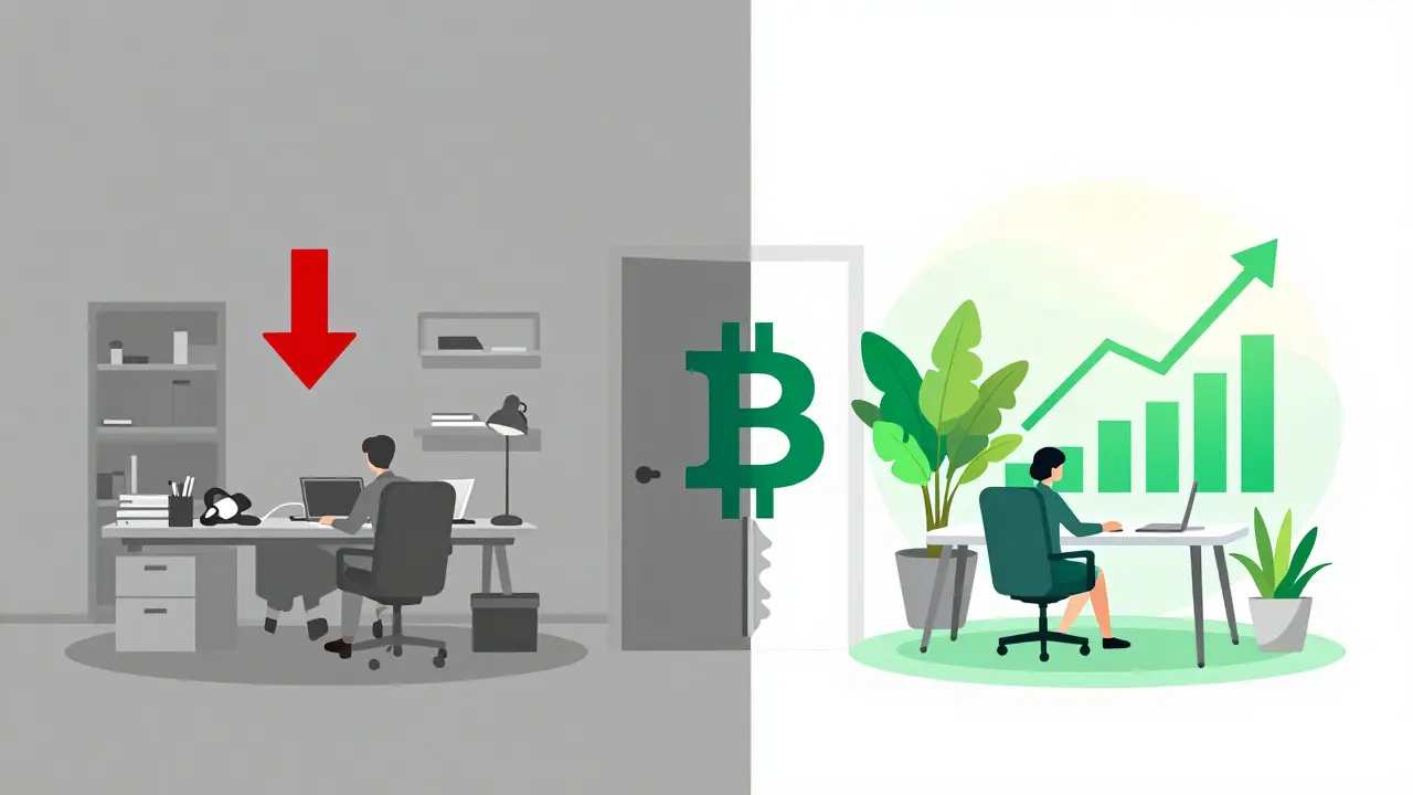 Vector comparison of high-tax vs zero-tax crypto environments