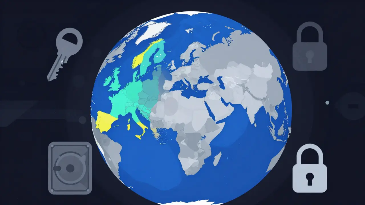 Vector globe showing European access and restricted US regions