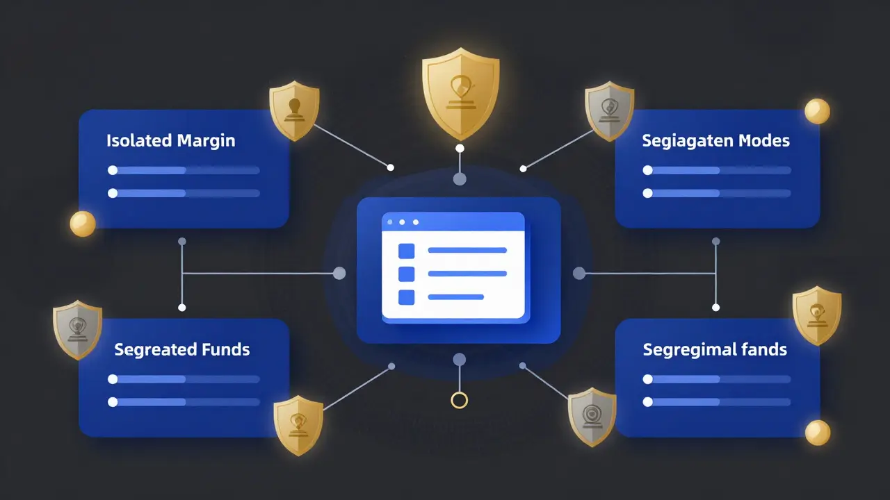 Vector illustration of crypto sub-accounts and risk management shields