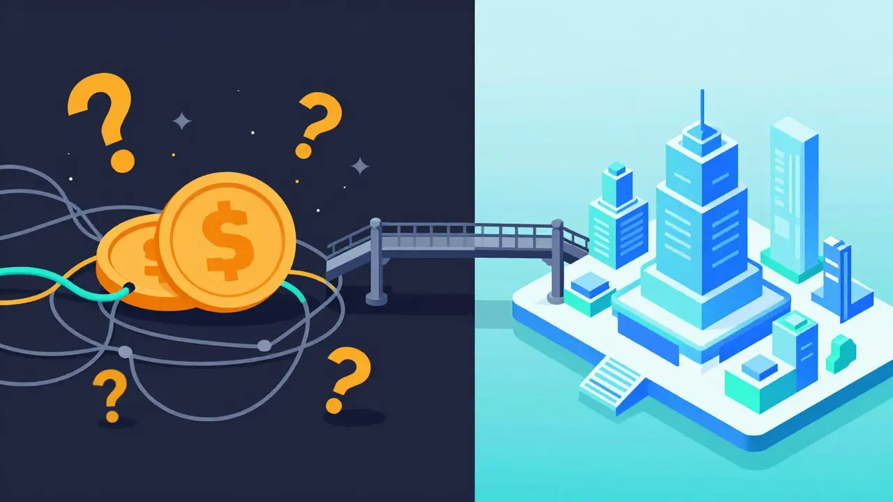 Comparison of chaotic scam project vs structured legitimate blockchain tech