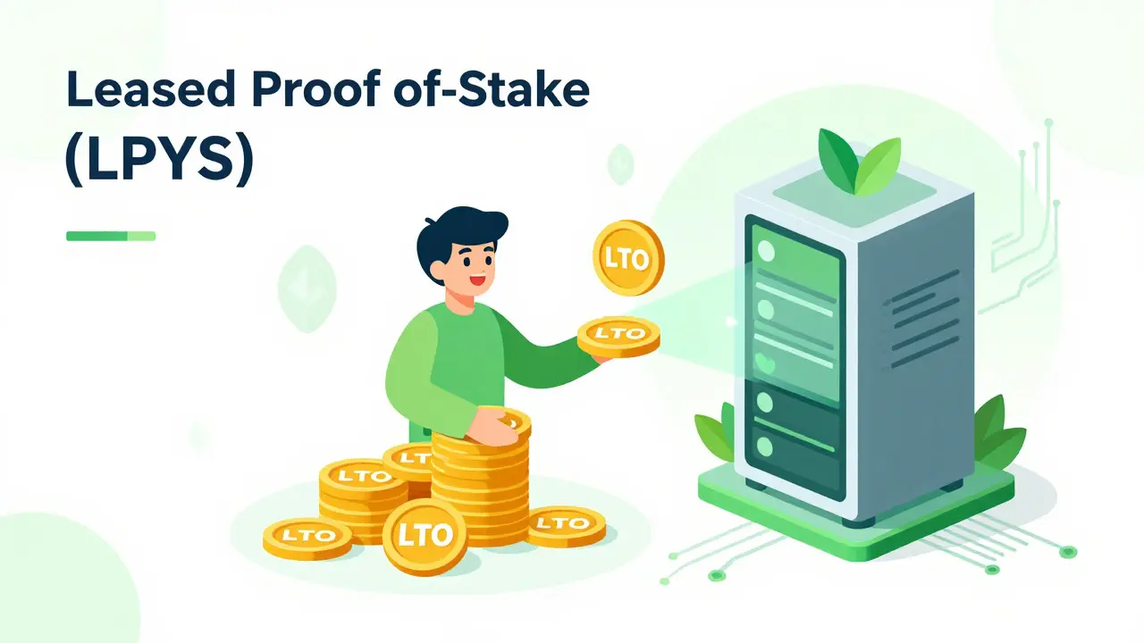 Illustration of Leased Proof-of-Stake mechanism with tokens and servers