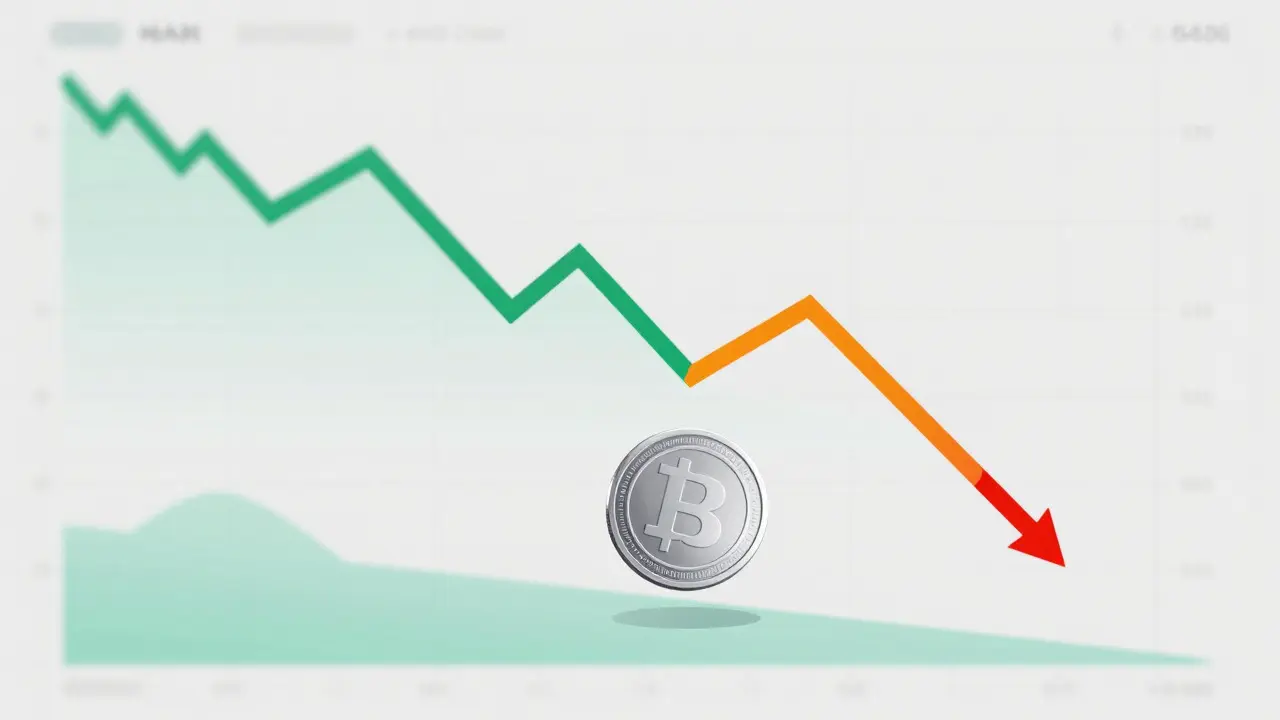 Vector chart showing declining crypto trends and risk indicators
