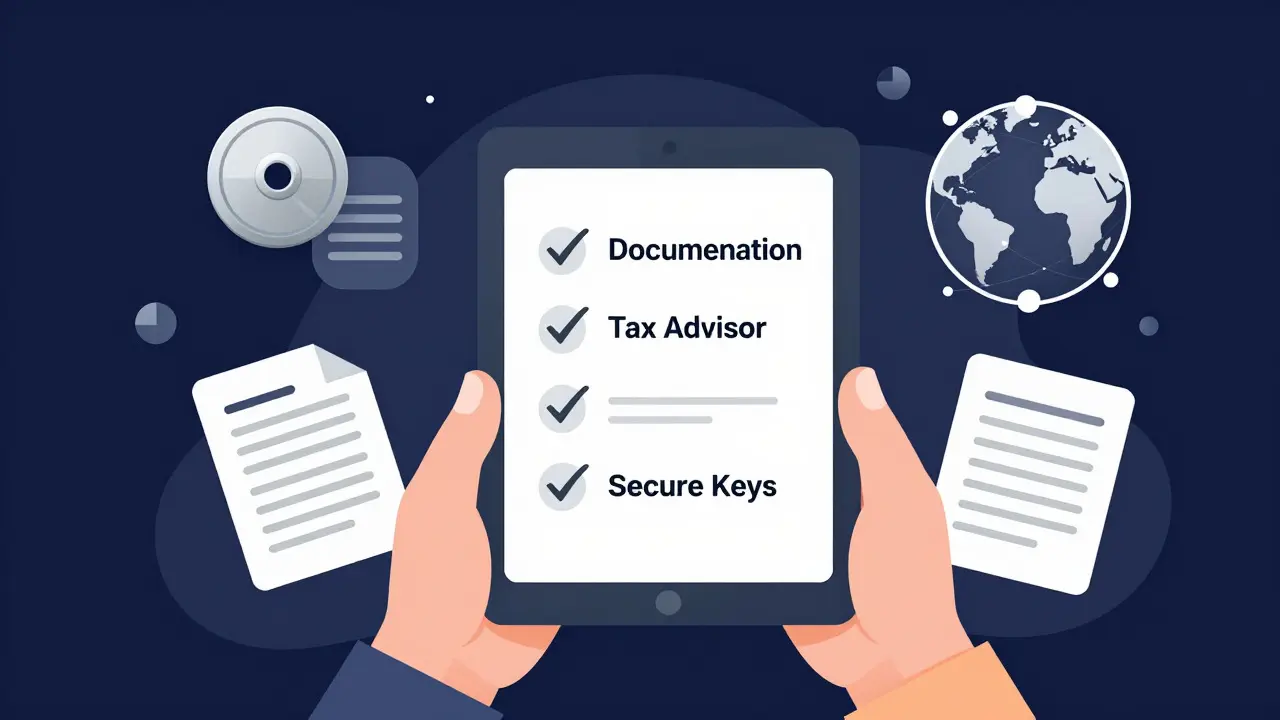 Vector illustration of a crypto migration checklist and secure tools