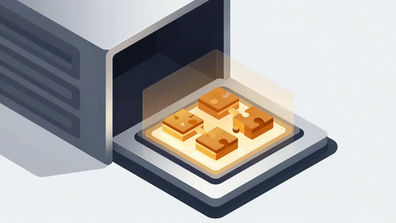 Isometric vector illustration of a secure CPU vault protecting encrypted genetic data from external threats.