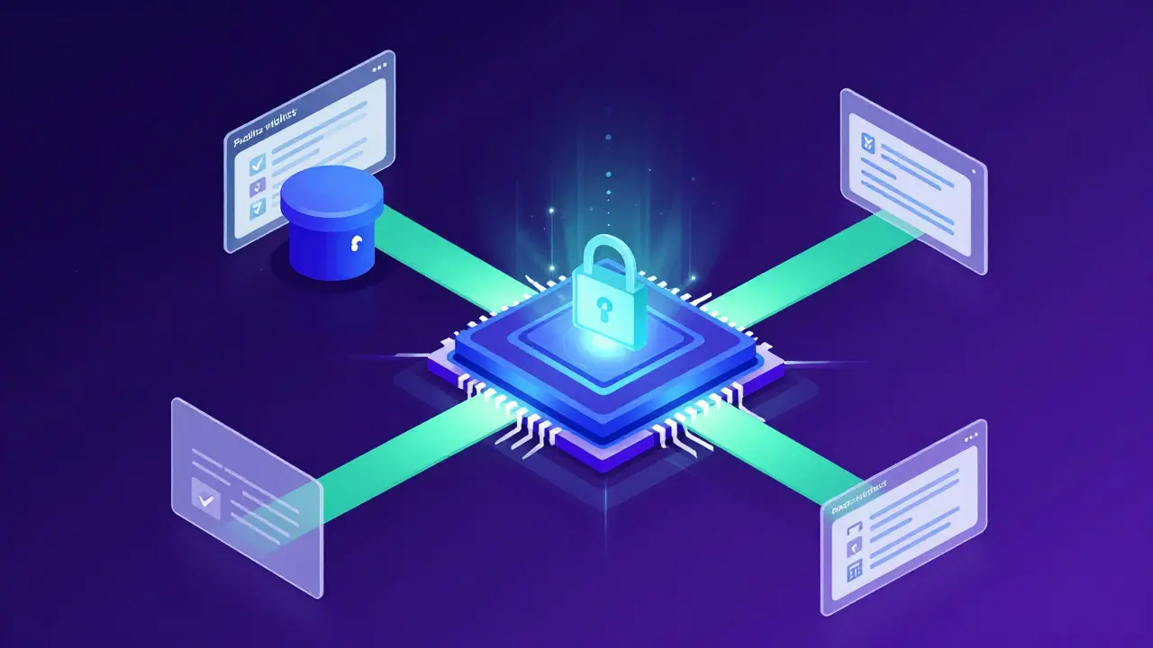Modern vector illustration of a smart contract chip automating steady token releases