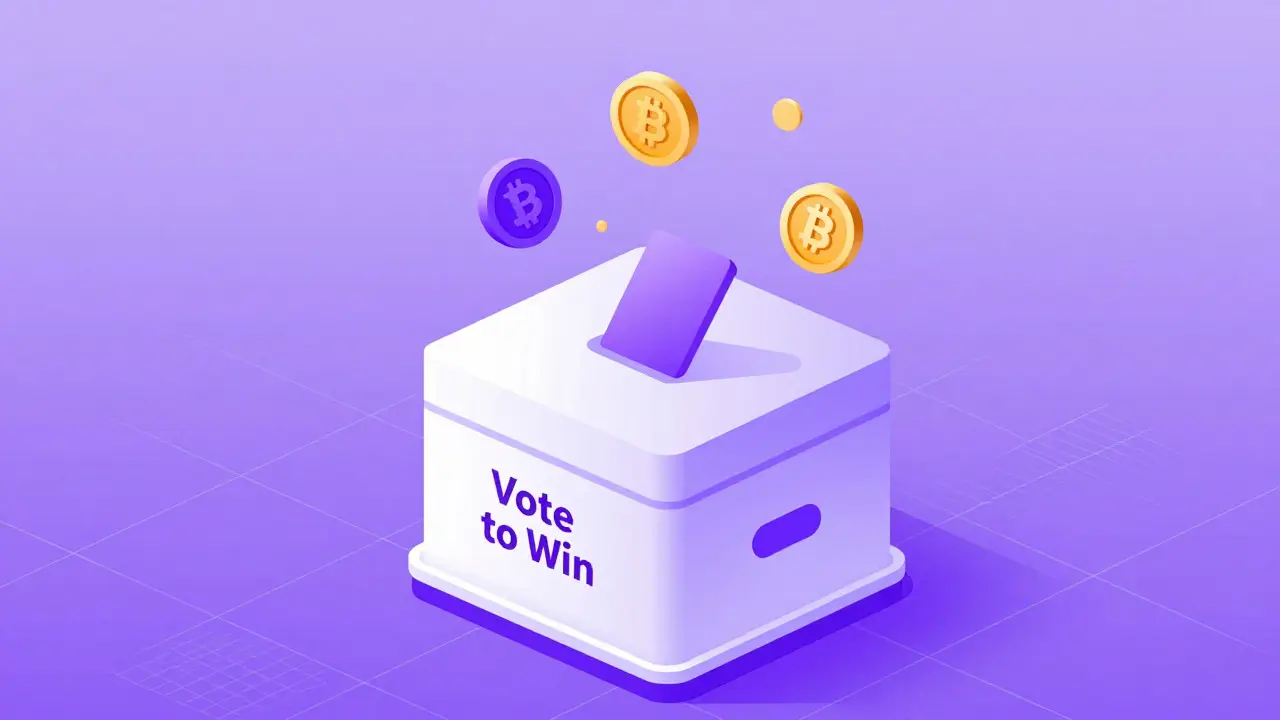 Modern vector illustration of abstract coins falling into a digital ballot box for a voting system