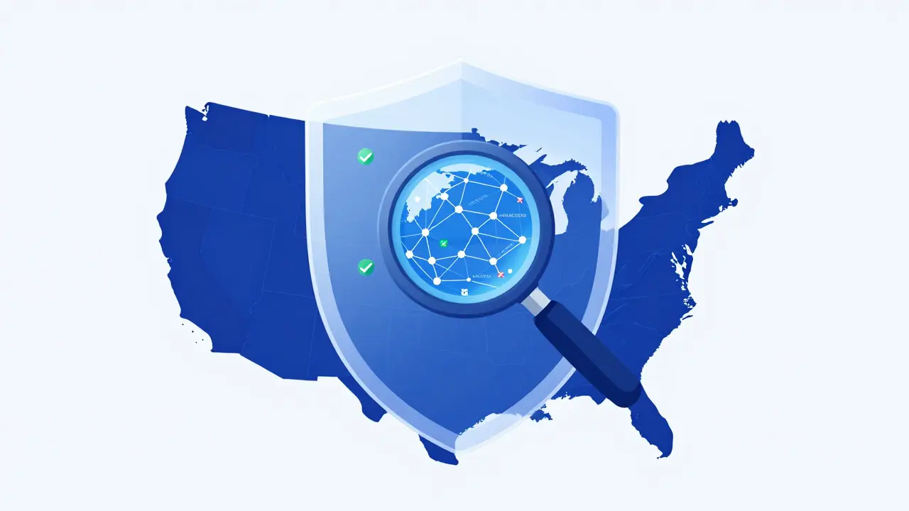 Vector graphic showing crypto security checks and audit verification