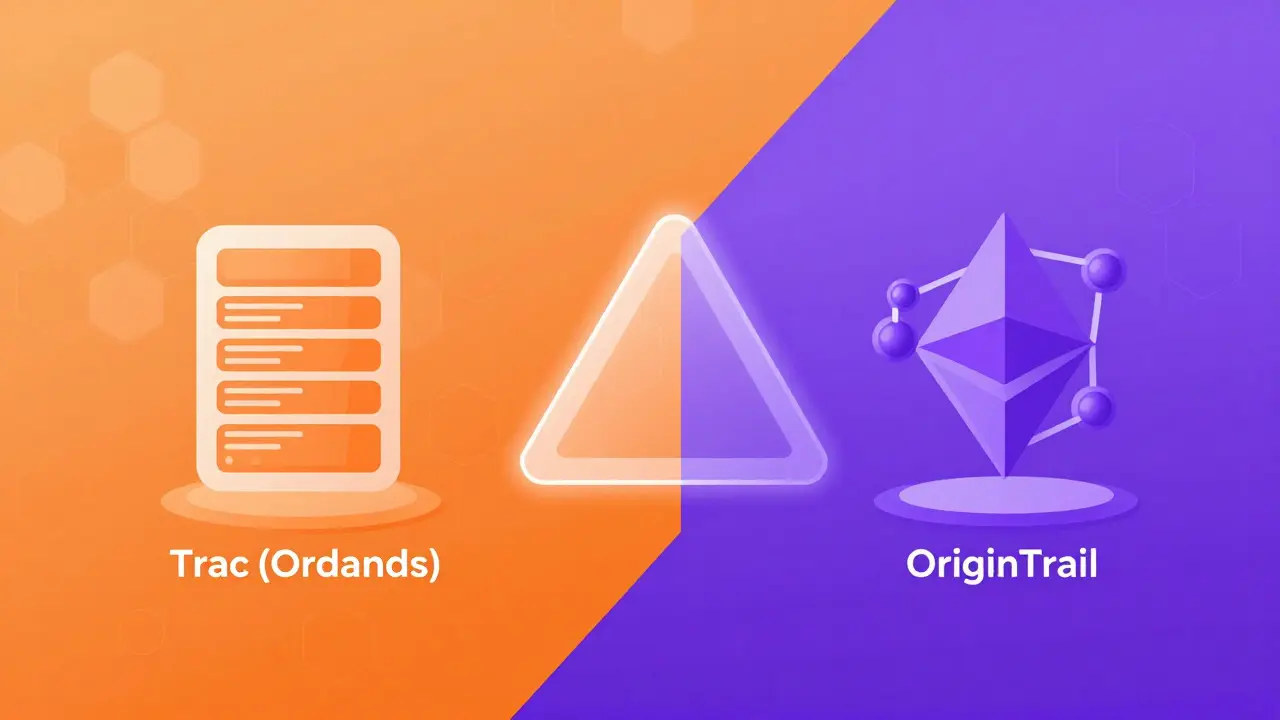 Vector illustration distinguishing Bitcoin and Ethereum TRAC tokens