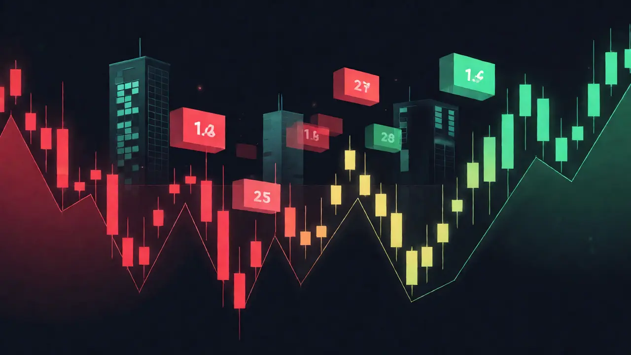 Abstract vector graphic depicting cryptocurrency price volatility and circulating supply uncertainty.