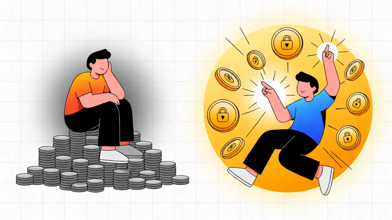 Active vs passive crypto user engagement comparison illustration
