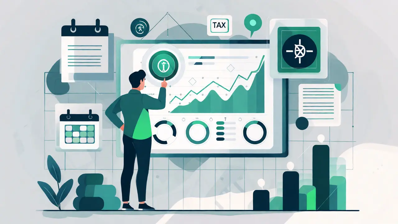 Person analyzing crypto token metrics and financial data